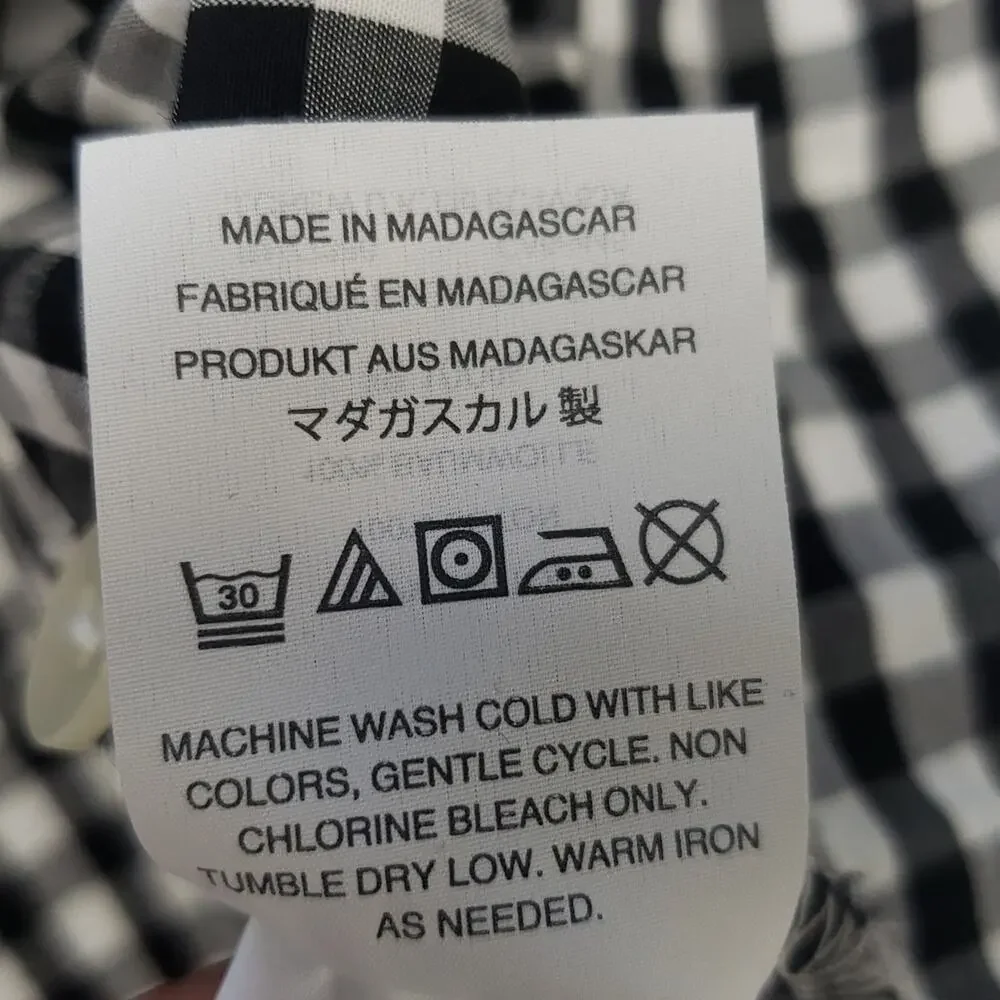 Madewell Gingham Wrap Top Checkered Short Sleeve Puff Cotton XS Summer Vacation